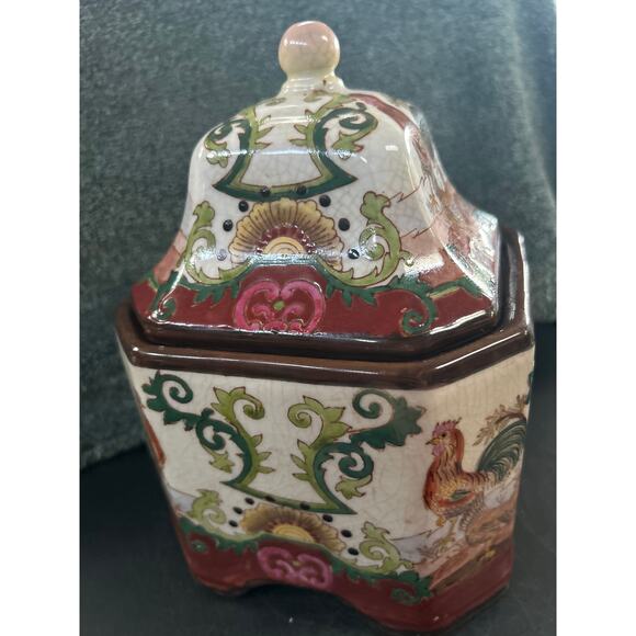 Ginger Jar Vintage Ceramic Asian Vase Rooster Floral Porcelain Vase - Picture 15 of 15